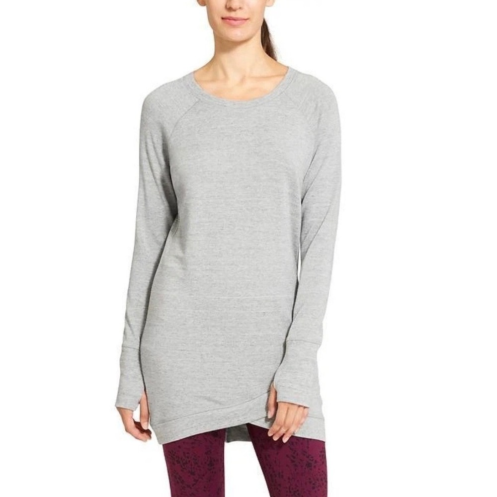 Athleta Gray Modal Knit Thumbhole Tulip Hem Dress 362823 Womens Medium